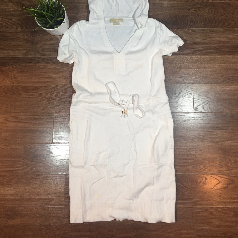 MICHAEL Michael Kors white stretch hoodie dress